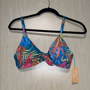 Kona Sol Colorful Tropical Bikini Top